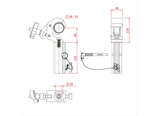 Doughty T58240 Tv Q/T Clamp 29Mm Tv Q/T Clamp 29Mm 