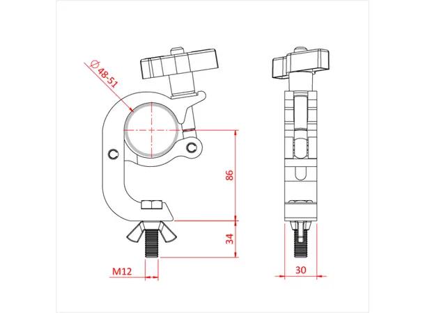 Doughty T58861 Trig. Cl. Hook Clamp Trigger Clamp M12X50 B&W 