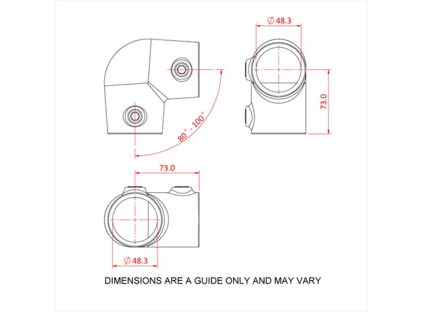 Doughty T17629 Angled Elbow PIPECLAMP ANGLED ELBOW (4-10 degree) 