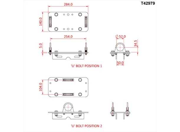 Doughty T42980 H/D Univ. Ass.- Doub H/D Universal Plate Assembly - Double 