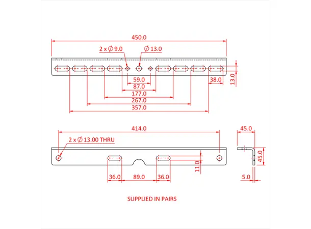 Doughty T42990 Multibeam Brackets Multibeam Brackets (225Mm Suit 3 - 6") 