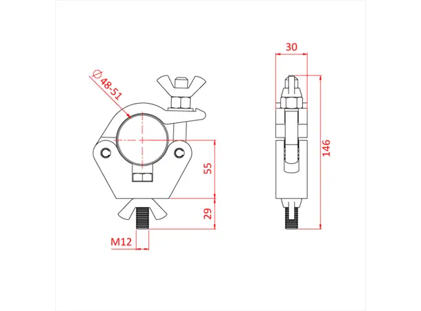 Doughty T58010 S/L Hook Cl. M12 Slimline M12 Bolt&Wing 