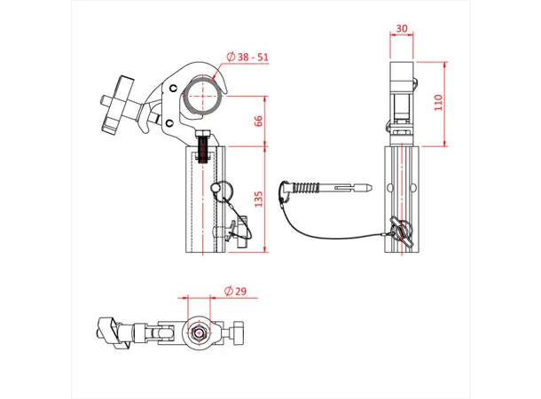 Doughty T58340 Tv Q/T S/Line Clamp Tv Q/T S/Line Clamp 29Mm Rec. 