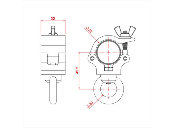 Doughty T5884001 Atom Hang. Clamp Atom Hanging Clamp (To Suit 1 1/4") B. 