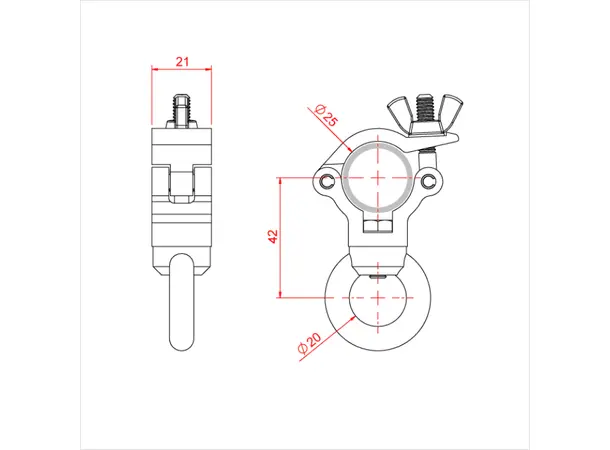 Doughty T5889001 Atom Hang. Clamp Atom Hanging Clamp (To Suit 1") (Black) 