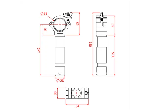 Doughty T5899601 Atom Big Clamp Atom Big Ben Cl. Suit 1 1/2" 29Mm Spigot 