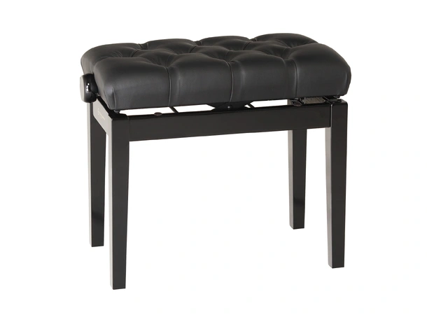 K&M 13981 Pianobenk. Sort blank finish Piano bench with quilted seat cushion 