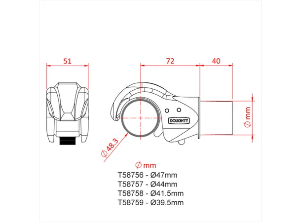 Doughty T58756 48mm Claw Clamps Ø48 x 47mm Aluminium snap fixing clamp 