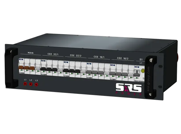 SRS PDU 63A RED-400V, fuses FRONT 63A-1,5m IN, 2x32/5,2x16/5,1xSchuko Out 