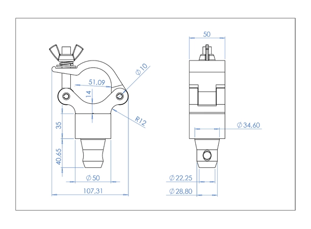 Fenix AC-670B Clamp 35mm avstandsstykke Bredde: 50mm. Belastning: 200kg. Sort 