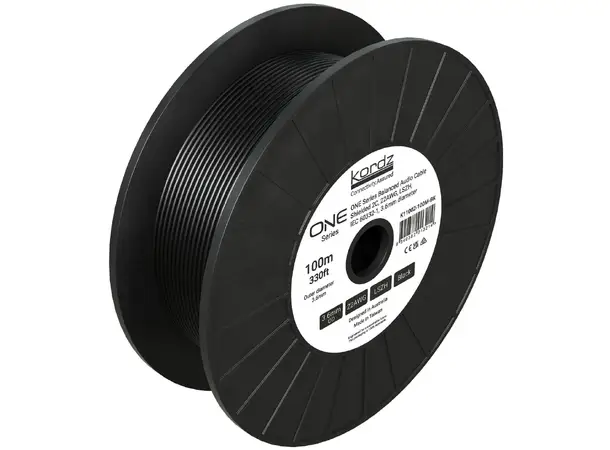 Kordz ONE Balanced Audio Cable Shielded 2C 22AWG, LSZH, black, 100m 