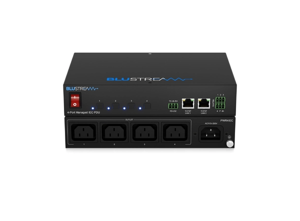 Blustream PWR4IEC 4 Port Managed IEC PDU Supports TCP/IP and RS-232 control 