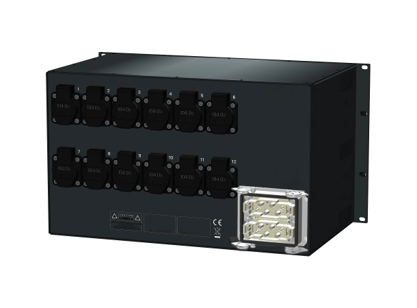 SRS PDU 12+1 Schuko out 12x16A 63A Hybrid Harting In - UTEN kabler 