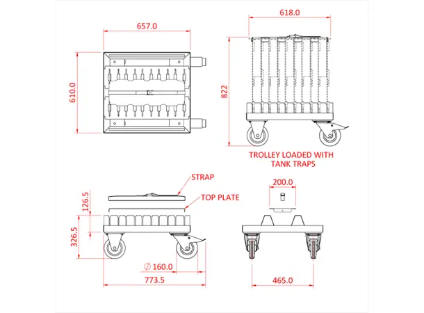 Doughty T54266 Tank Trap Dolly Store ten Tank Traps. 