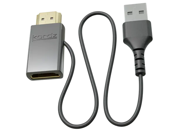 Kordz PRO HDMI 5V Power Injector 48Gbps passthrough, USB-A 5V input, 0.5m 