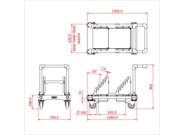 Doughty T54269 Compact Tank Trap Trolley Heavy-duty Transporter Trolley 