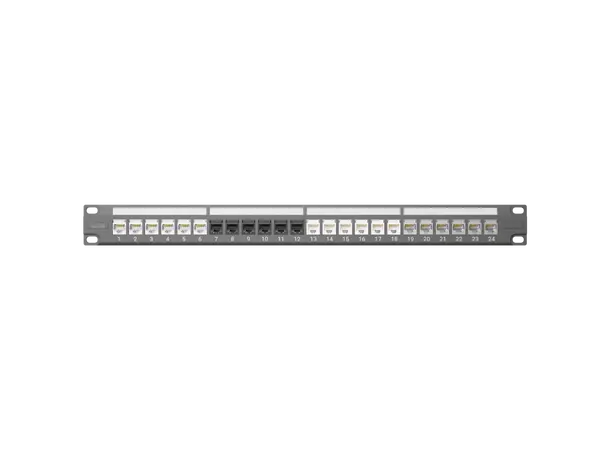 Kordz PRO Modular Keystone Patch Panel 24 port, 1 rack unit, powder-coated 