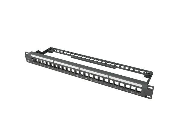 Kordz PRO Modular Keystone Patch Panel 24 port, 1 rack unit, powder-coated 