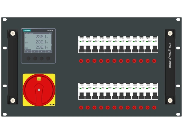 SRS PDU634XRDY 24x16A out, 3x63A in 63A Hybrid Harting In - UTEN kabler 