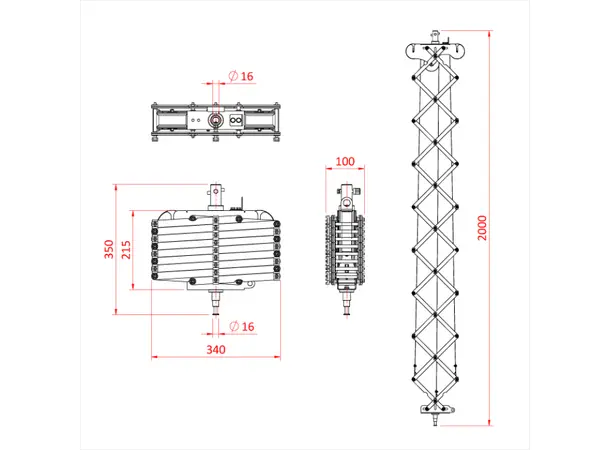 Doughty G1500 LIGHTWEIGHT PANTOGRAPH 3 SPRING X 2.0M(c/w 16mm spigot and 