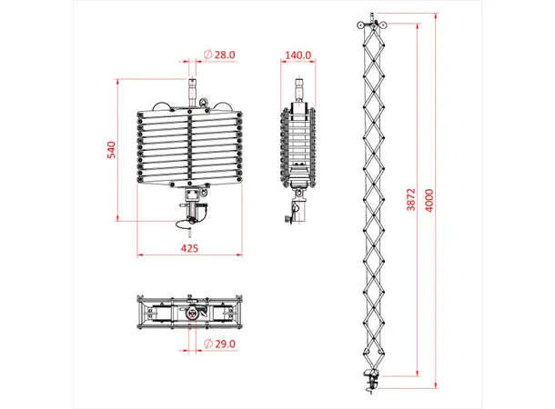 Doughty G1664 PANTOGRAPH 2 SPRING X 4.0M (12Kg SWL) 