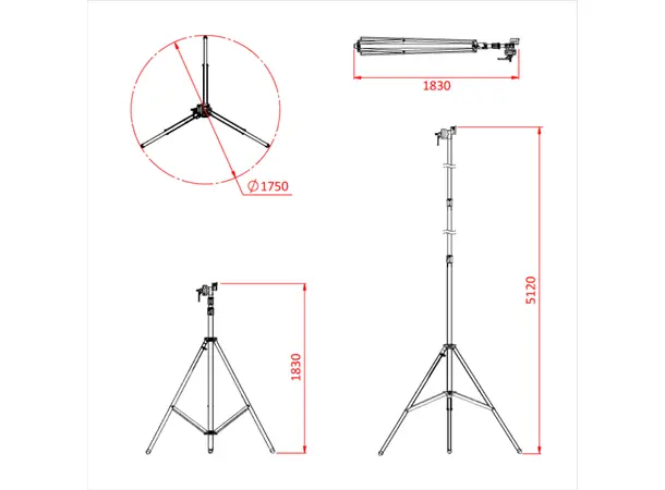 Doughty G209001 WIDE BASE OVERHEAD STAND Shadow Range 