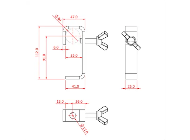 Doughty T20200 HOOK CLAMP 30mm STANDARD (25 x 6 flat) 