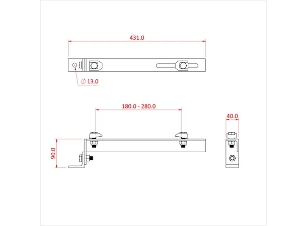 Doughty T29804 GIRDER CLAMP WITH END BRACKET (100mm - 180mm) 
