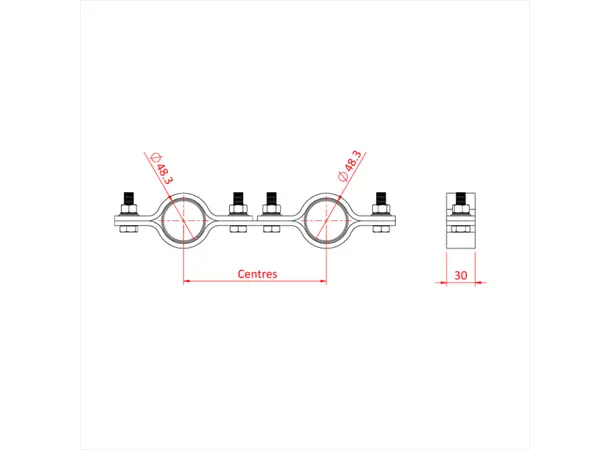 Doughty T30700 PIPE TO PIPE CLAMP (150mm centres) 