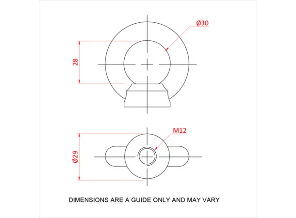 Doughty T42300 EYE NUT M12 (340 kg) (CONFORMS TO DIN 582) 