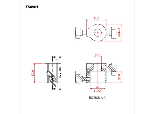Doughty T50901 MOUNTING FOR 19mm STANDARD SPIGOT (CLUB 14/22) 1½" 