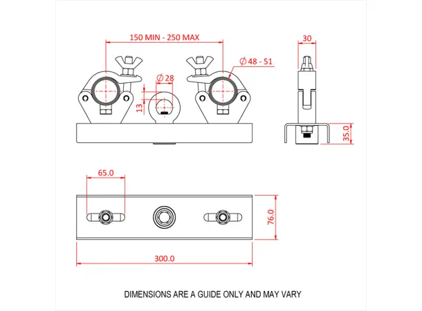 Doughty T57214 HANGING TRUSS ADAPTOR (150mm - 250mm centres) 