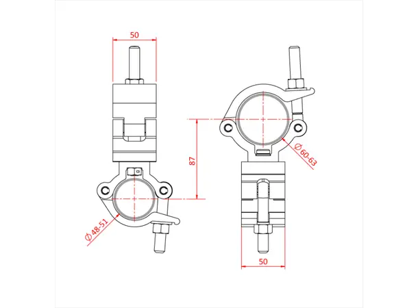 Doughty T57425 MAMMOTH CLAMP SWIVEL COUPLER 63mm - 51mm 