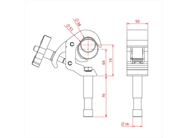 Doughty T58226 QUICK TRIGGER BEAMER (fitted with 16mm lighting pin)(Black) 