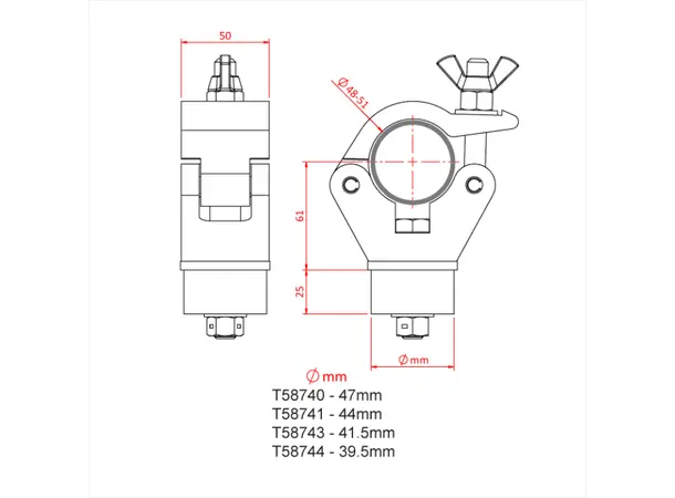 Doughty T58741 FINIAL COUPLER C/W FIXED 44mm PLUG 