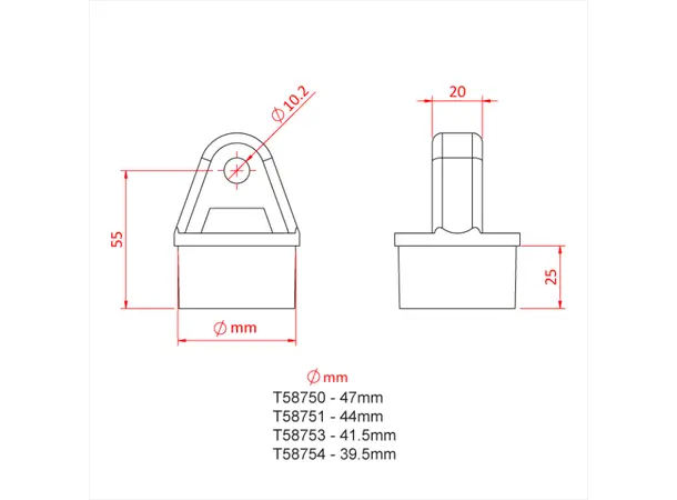 Doughty T58754 ROUND SHANK PIVOT PLUG 39.5mm 