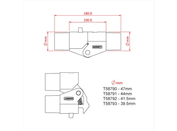 Doughty T58791 LOCKING ELBOW with 44.0mm PLUG 