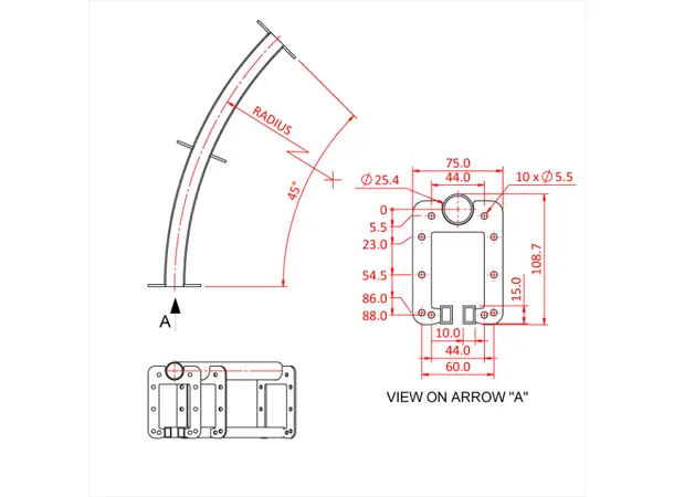 Doughty T63737 SIX TRACK 1 METRE 45 DEGREE RADIUS TRACK SECTION 