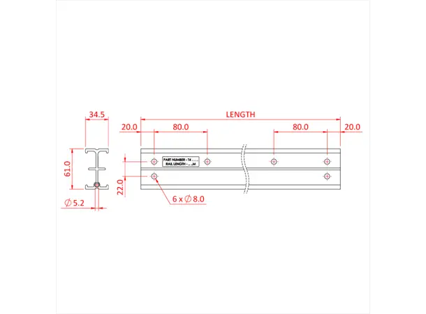 Doughty T84040 STUDIO RAIL 3.0m (Black) 