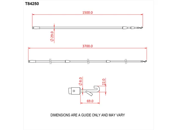 Doughty T84250 3.7M TELESCOPIC OPERATORS POLE (2 section) 