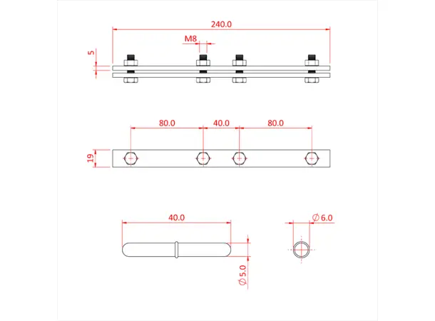 Doughty T85075 STUDIO RAIL 80 SPARE JOINT PINS X 5 