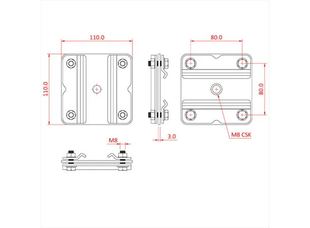 Doughty T85130 STUDIO RAIL 80 90 DEGREE CROSSOVER BRACKET supplied with 4 x rail 