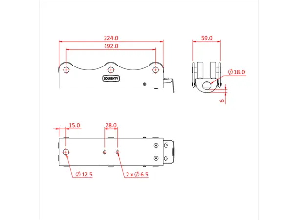 Doughty T85195 STUDIO RAIL 80 6 WHEEL CARRIAGE (BRAKE) 