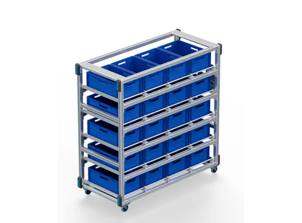 Flex cart base + shelves and boxes 100mm wheels 