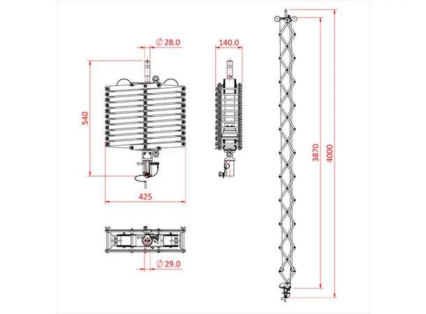 Doughty G1684 PANTOGRAPH 4 SPRING X 4.0M (27Kg SWL) 