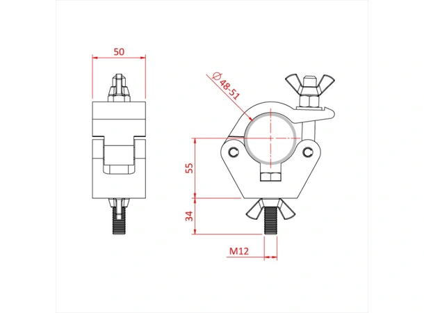 Doughty HOOK CLAMP, Black STAINLESS STEEL FIXINGS 