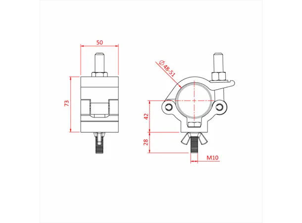 Doughty IP58105 LIGHTWEIGHT HOOK CLAMP (Silver) - STAINLESS STEEL FIXINGS 