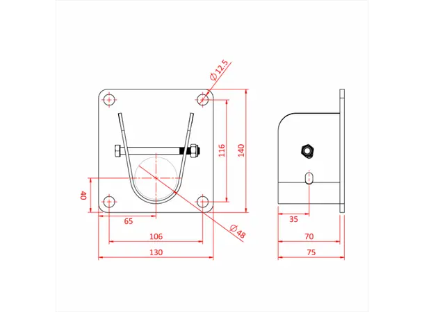 Doughty T30408 WALL HANGER 48MM (Silver) 