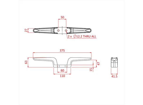 Doughty T41902 375MM FLYRAIL CLEAT 