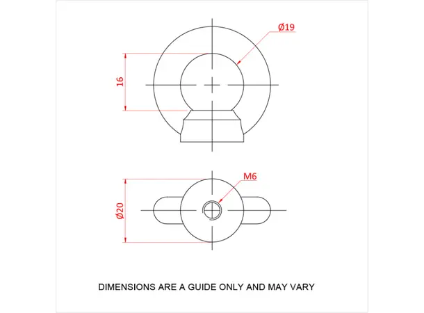 Doughty T42000 EYE NUT M6 (70 kg) (CONFORMS TO DIN 582) 